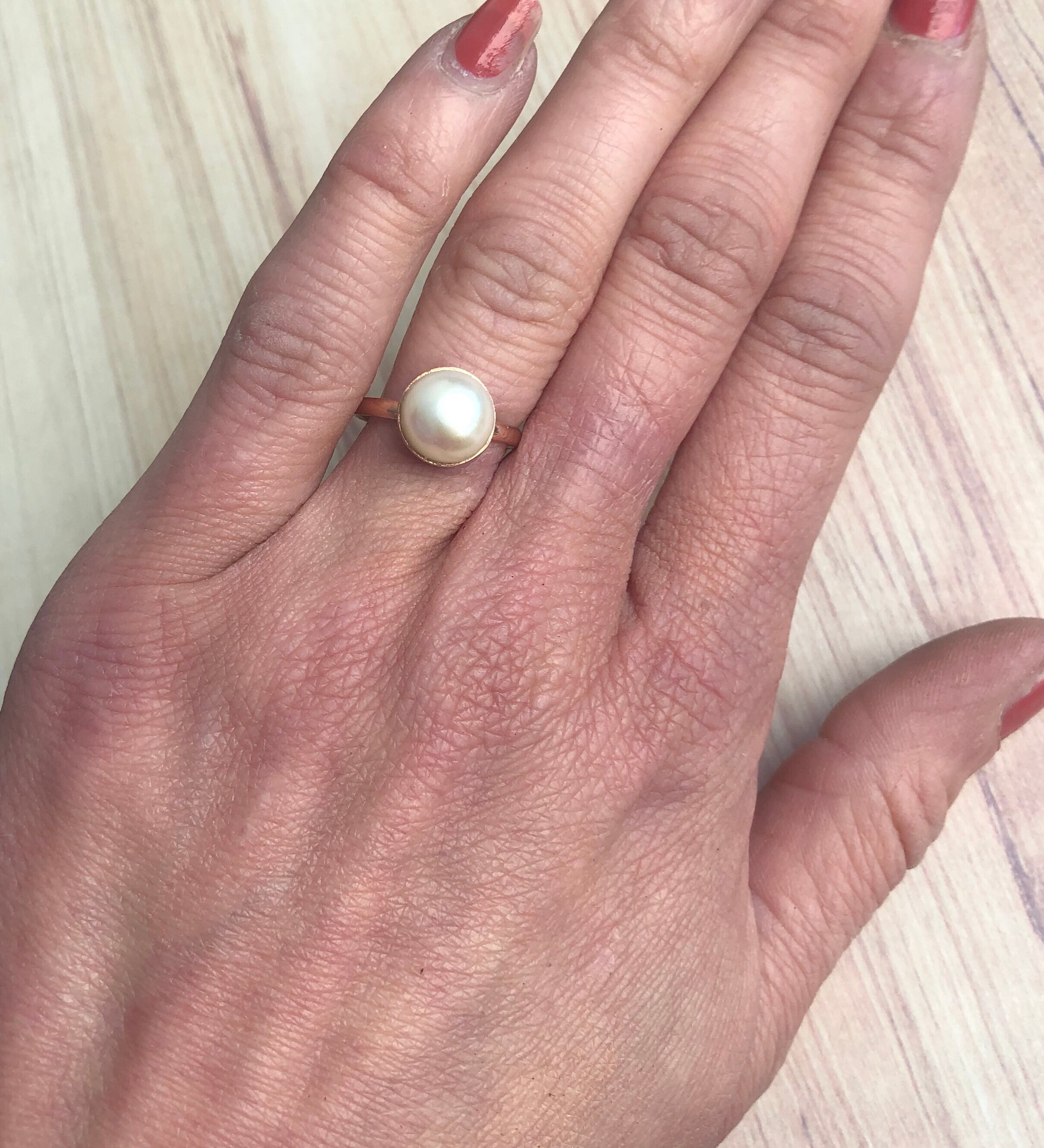 Rose gold vermeil ring with freshwater pearl