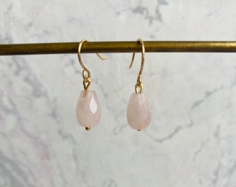 Gold filled earring with rose quartz drops