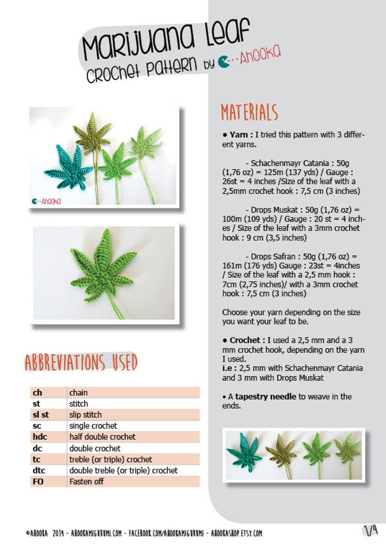 PDF PATTERN : Marijuana leaf crochet pattern crochet pot leaf pattern crochet marijuana crochet weed leaves applique pattern image 3