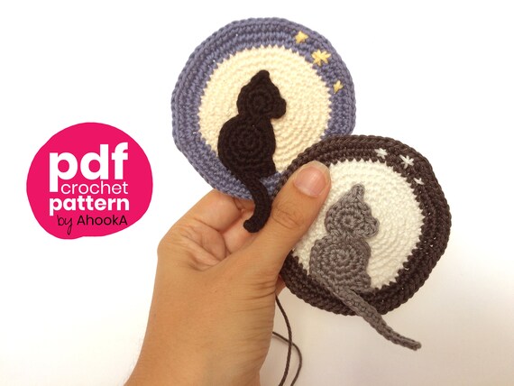 Un Chat Dans La Lune En Crochet Modele Applique Ou Pendentif Etsy Un Chat Dans La Lune En Crochet Modele Applique Ou Pendentif Etsy