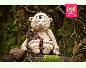 ローズ PDF PATTERN : Axog, the Cyclops Amigurumi With His Club