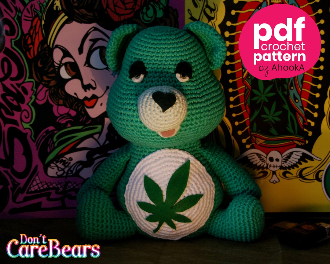 PDF PATTERN Don't Care Bear Amigurumi Plush Marijuana Crochet Pattern