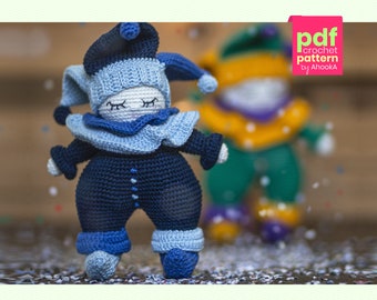 PDF PATTERN : Jester, the porcelain doll amigurumi - a carnival crochet doll