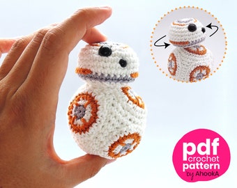 Pdf PATTERN : BB8 droid with movable head - BB-8 Star Wars robot crochet amigurumi pattern - BB 8 Force Awakens star wars crochet pattern