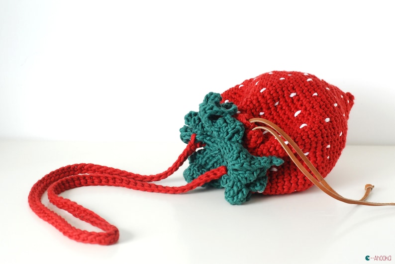 PDF PATTERN : Strawberry bag crochet pattern fruit purse crochet pattern handbag crochet tutorial crochet accessories patterns image 6