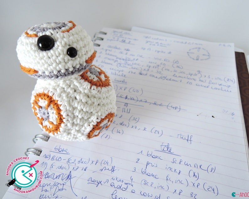 Pdf PATTERN : BB8 droid with movable head BB-8 Star Wars robot crochet amigurumi pattern BB 8 Force Awakens star wars crochet pattern image 5