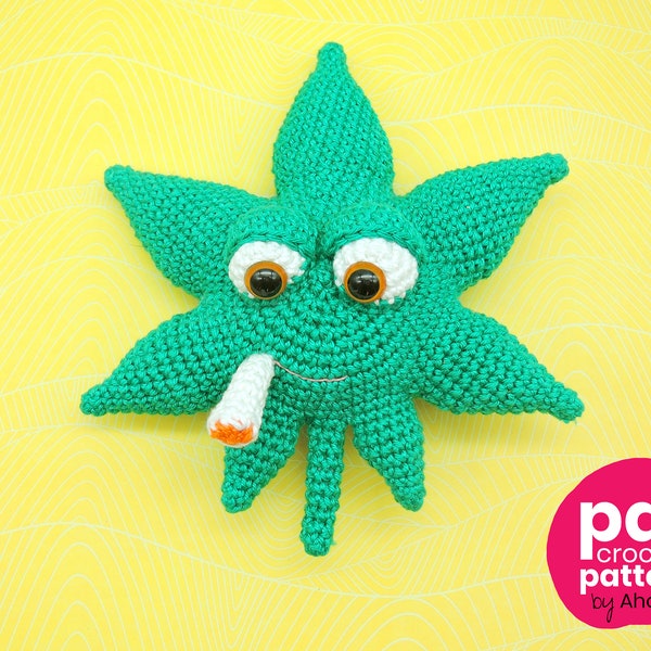 PDF PATROON: Mister Weedlif, een wietblad amigurumi - marihuana haakpatroon