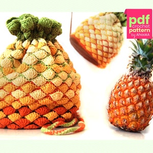 PDF PATTERN : Pineapple bag crochet pattern - fruit purse crochet pattern - handbag crochet tutorial - crochet accessories patterns