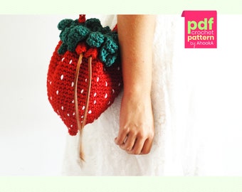 PDF PATTERN : Strawberry bag crochet pattern - fruit purse crochet pattern - handbag crochet tutorial - crochet accessories patterns