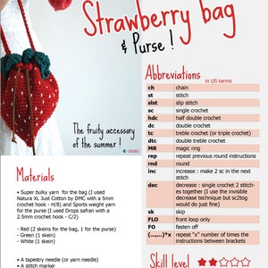 PDF PATTERN : Strawberry bag crochet pattern fruit purse crochet pattern handbag crochet tutorial crochet accessories patterns image 4