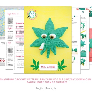 PDF PATTERN : Mister Weedlif, a weed leaf amigurumi - marijuana crochet pattern image 2