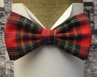 Papillon tartan rosso pre-legato o da annodare, papillon Burns night