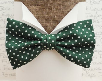 Green and White Spot Bow Tie, Wedding Bow Tie, Bow Ties For Men