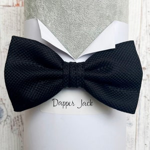Black Cotton Panama Pre Tied Bow Tie