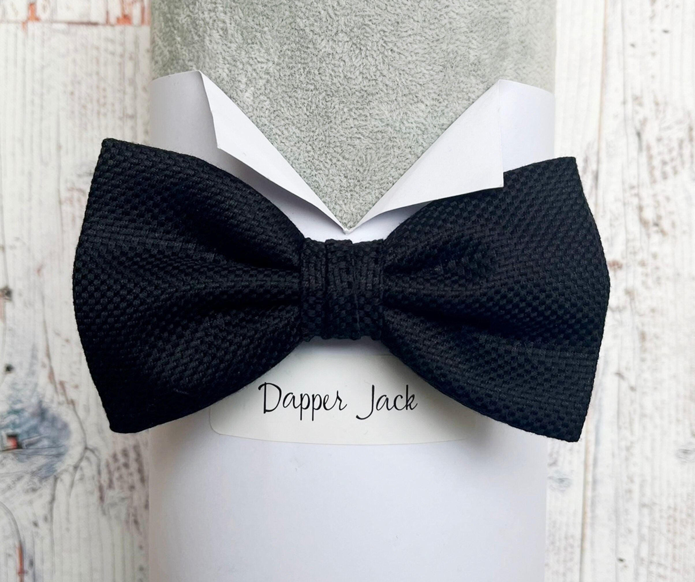 Black Cotton Panama Pre Tied Bow Tie