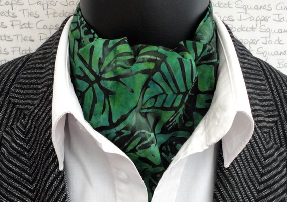 Rain Forest Green Cravat/Ascot, Green Cravat, Forest Green Cravat, Cravats For Men, Wedding Cravat