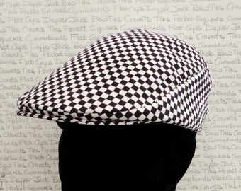 Chequered Flat Cap, Driving Hat, Racing Drivers Flat Cap, Chessboard, Chequerboard