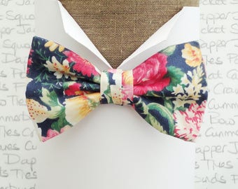 Floral Bow Tie Made From Vintage Fabric, Beautiful Colours Perfect For Weddings and Summer Balls and Parties.