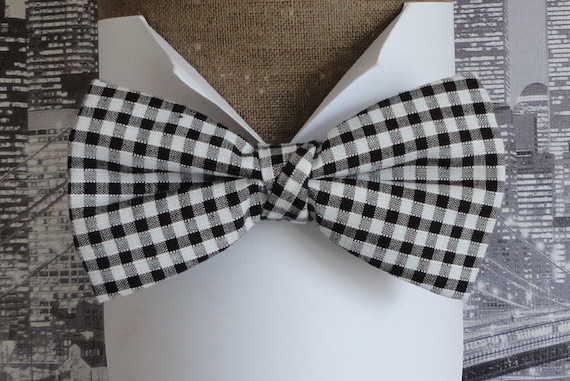 Bow Tie Bow Ties for Men Black and White Gingham Bow Tie Pre