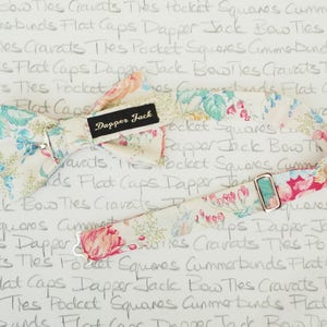 Bow ties for men, floral bow tie, pink and blue floral bow tie, summer bow tie, wedding bow tie image 3