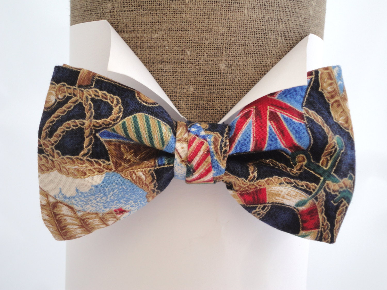 Sailor Print Bow Tie, Bow Ties For Men. Nautical print pre tied or self