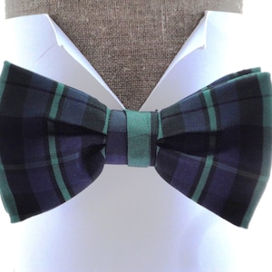 Tartan Black Watch Bow Tie, pre tied bow tie, will fit neck size up to 20" (50cms)