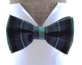 Tartan Black Watch Bow Tie, pre tied bow tie, will fit neck size up to 20" (50cms)