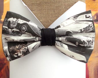 Bow ties for men, Jaguar print bow tie, black and white photo print bow tie