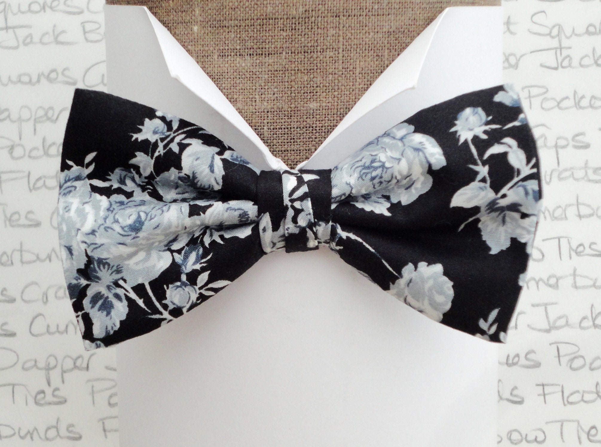 Bow Ties Bow Ties for Men Floral Bow Tie White and Grey - Etsy Canada