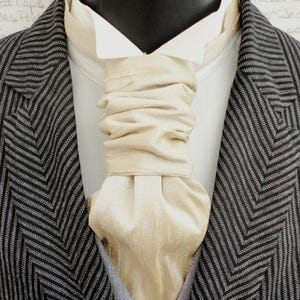 Scrunchy Wedding Cravat, Oatmeal Silk Dupion Wedding Cravat, Groom Cravat, Groom Ascot