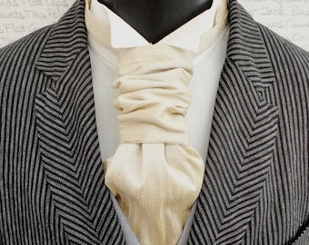 Scrunchy Wedding Cravat, Oatmeal Silk Dupion Wedding Cravat, Groom Cravat, Groom Ascot