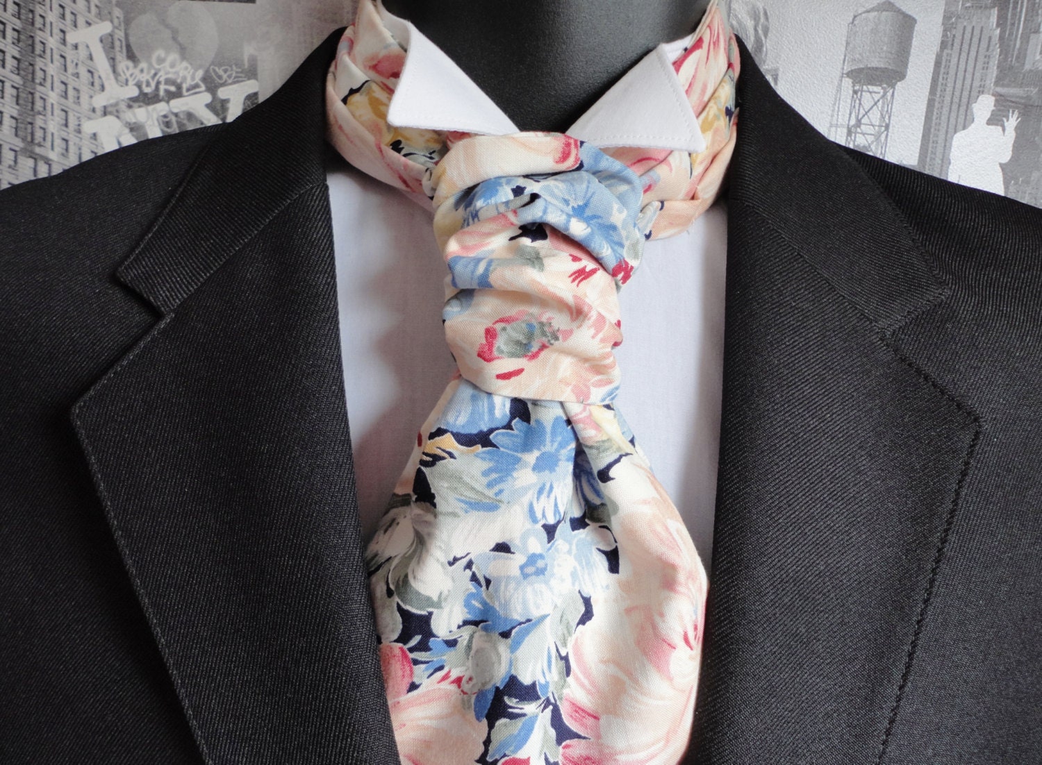 Scrunchy Wedding Cravat, Ascot, Cravat, Self Tie Cravat or Pre Tied Cravat on an adjustable band