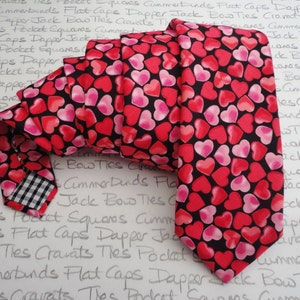 Hearts Print Tie, Valentines Tie, Neck Ties For Men