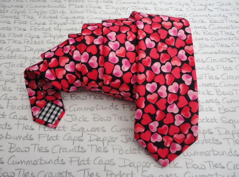 Hearts Print Tie, Valentines Tie, Neck Ties For Men image 1