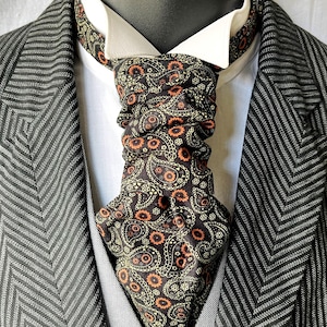 Black Paisley Scrunchie Wedding Cravat