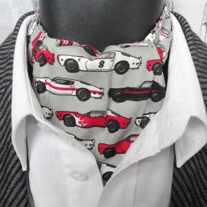 Paisley Cravat, Sports Car Cravat, Black Neck Scarf, Cravats For Men, Reversible, Ascots image 2