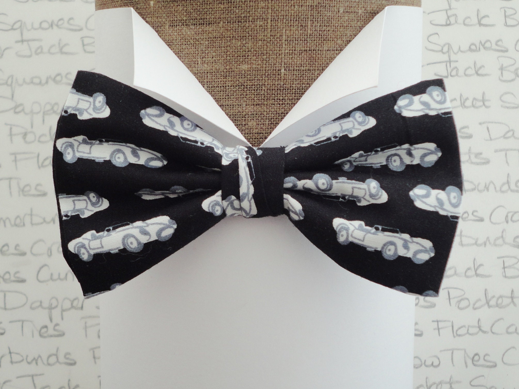 Sports car print bow tie, historic sports car bow tie, classic cars print bow tie