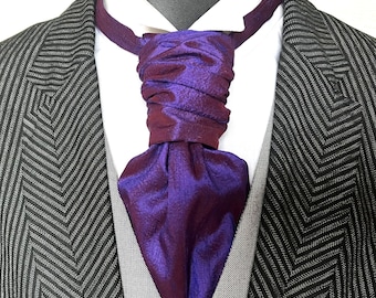 Scrunchie Wedding Cravat in a Purple Silk Dupion