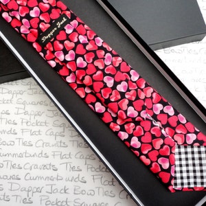 Hearts Print Tie, Valentines Tie, Neck Ties For Men image 3