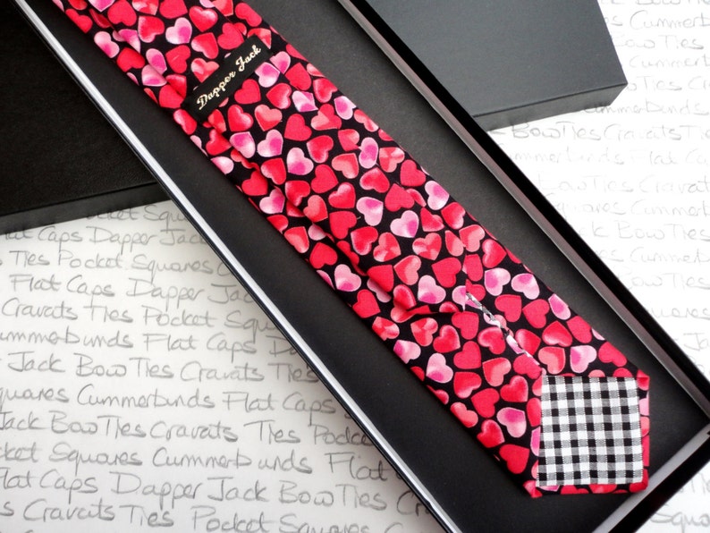 Hearts Print Tie, Valentines Tie, Neck Ties For Men image 3