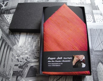 Silk pocket square, salmon pink pocket square, suit pocket handkerchief