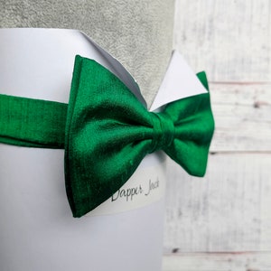 Emerald Green Silk Dupion Pre Tied or Self Tie Bow Tie Perfect For Weddings or Special Occasions, Bow Ties For Men, Bow Ties For Women image 2