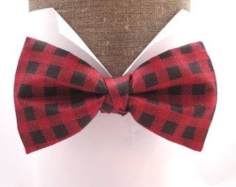 Black and Red Check Bow Tie, Dr Who Bow Tie, Fathers Bow Tie
