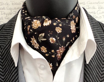 Floral Reversible Cravat, Paisley Cravat, Black Cravat/Ascot, Ascots For Men, Cravats For Men