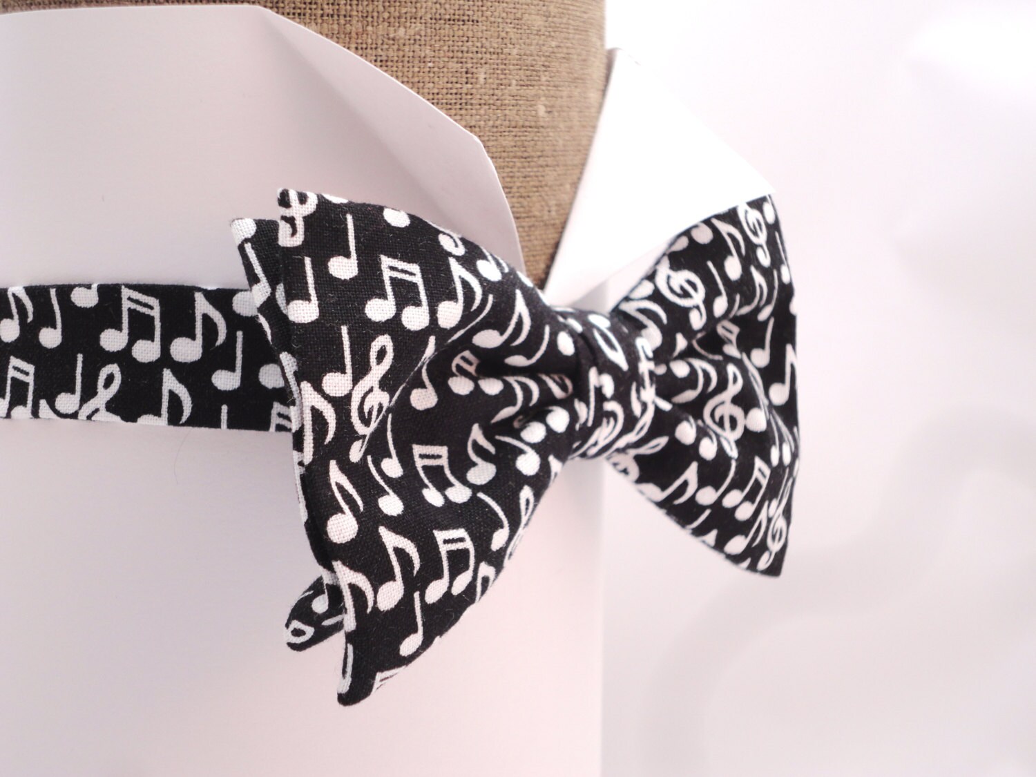 Bow Tie Musical Notes on Black Pre Tied or Self Tie Bow Tie Etsy
