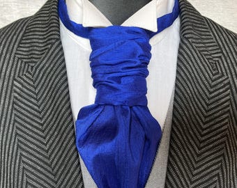 Scrunchie Wedding Cravat in a Royal Blue Silk Dupion
