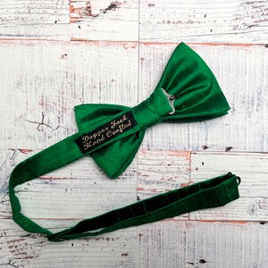 Emerald Green Silk Dupion Pre Tied or Self Tie Bow Tie Perfect For Weddings or Special Occasions, Bow Ties For Men, Bow Ties For Women image 3