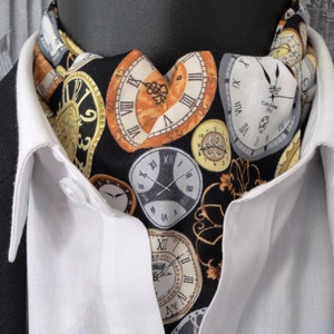Cravat Clocks Print, Indietro nel tempo, Cravatta da uomo, cravatta reversibile