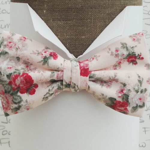 Blush Pink Floral Bow Tie for Men and Boys. Pink Wedding Etsy