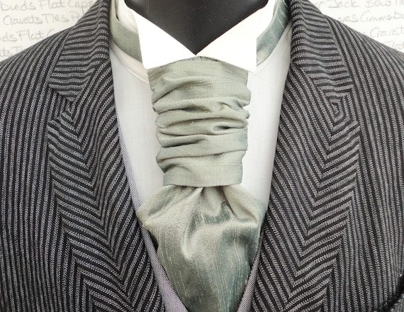 Scrunchie Wedding Cravat, Ruched Cravat, Sage Green Silk Scrunchy Wedding Cravat